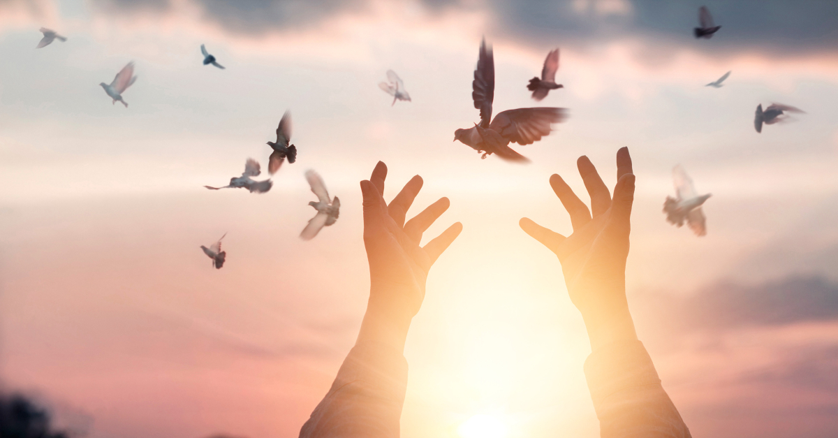 hands up releasing doves Holy Spirit spirituality