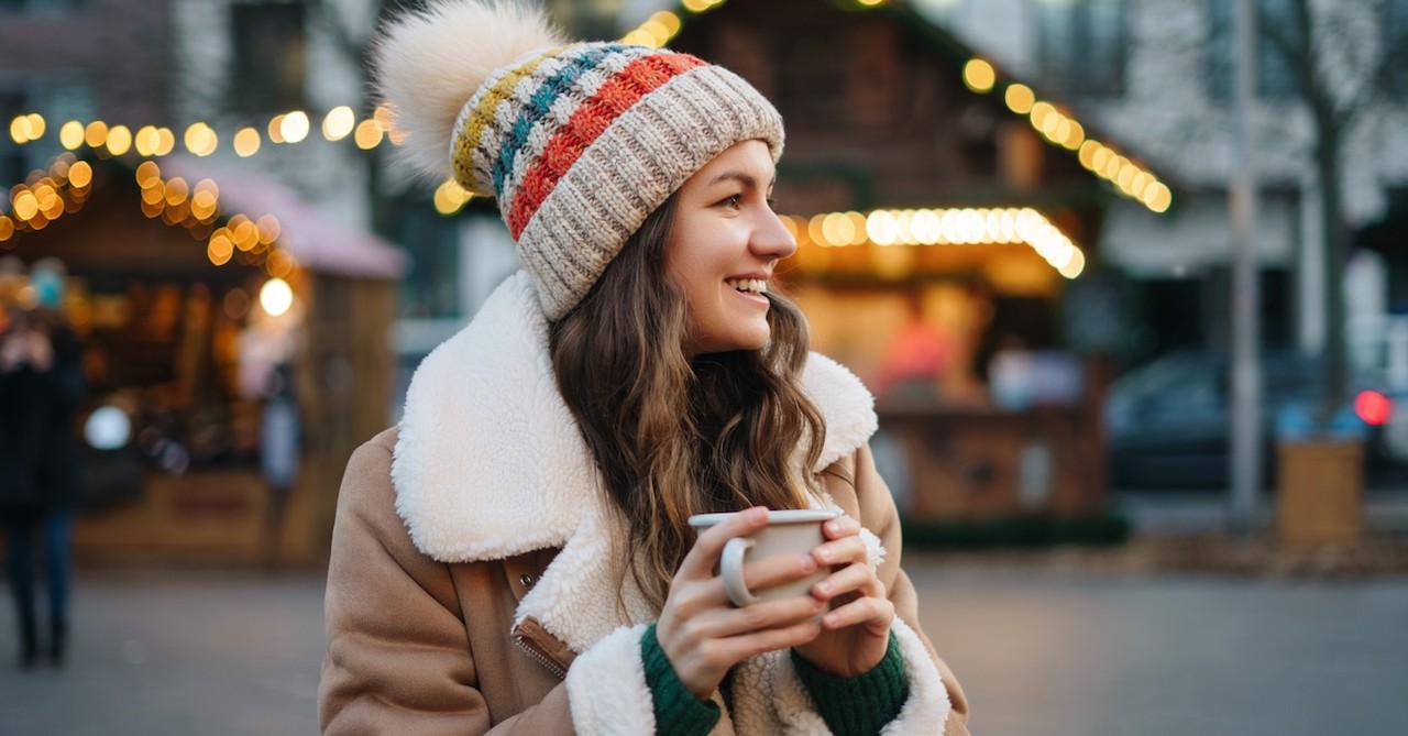 Single woman christmas holidays winter mug