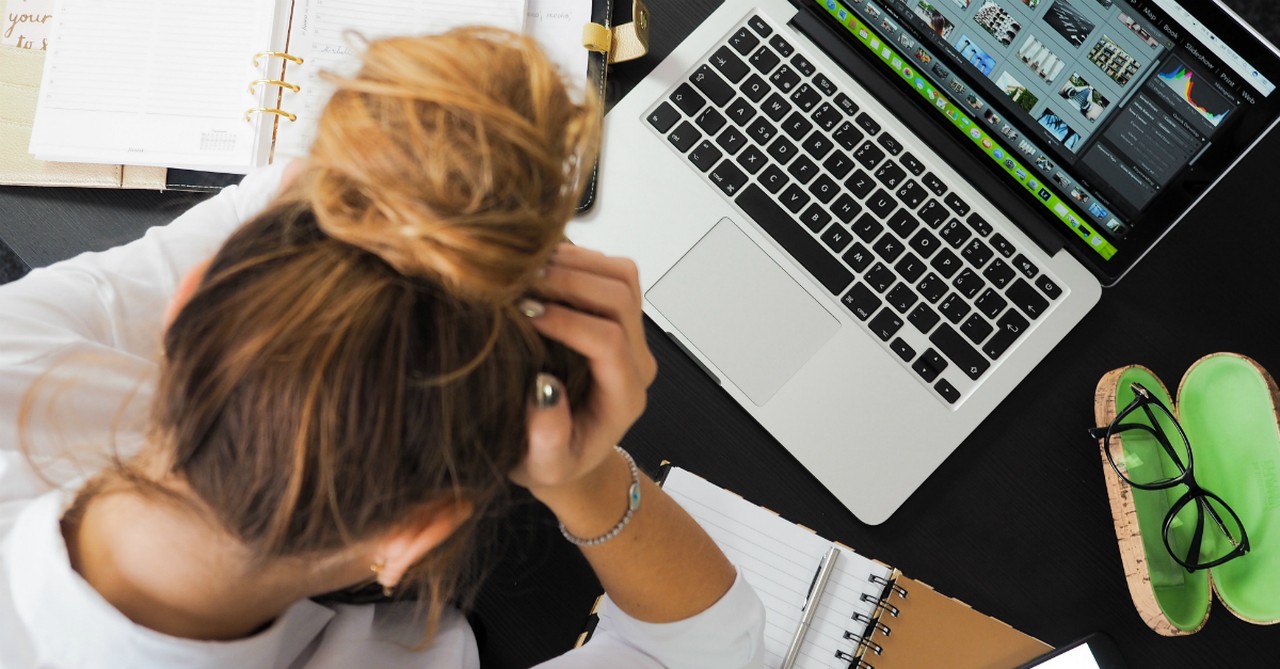 girl stressed at work